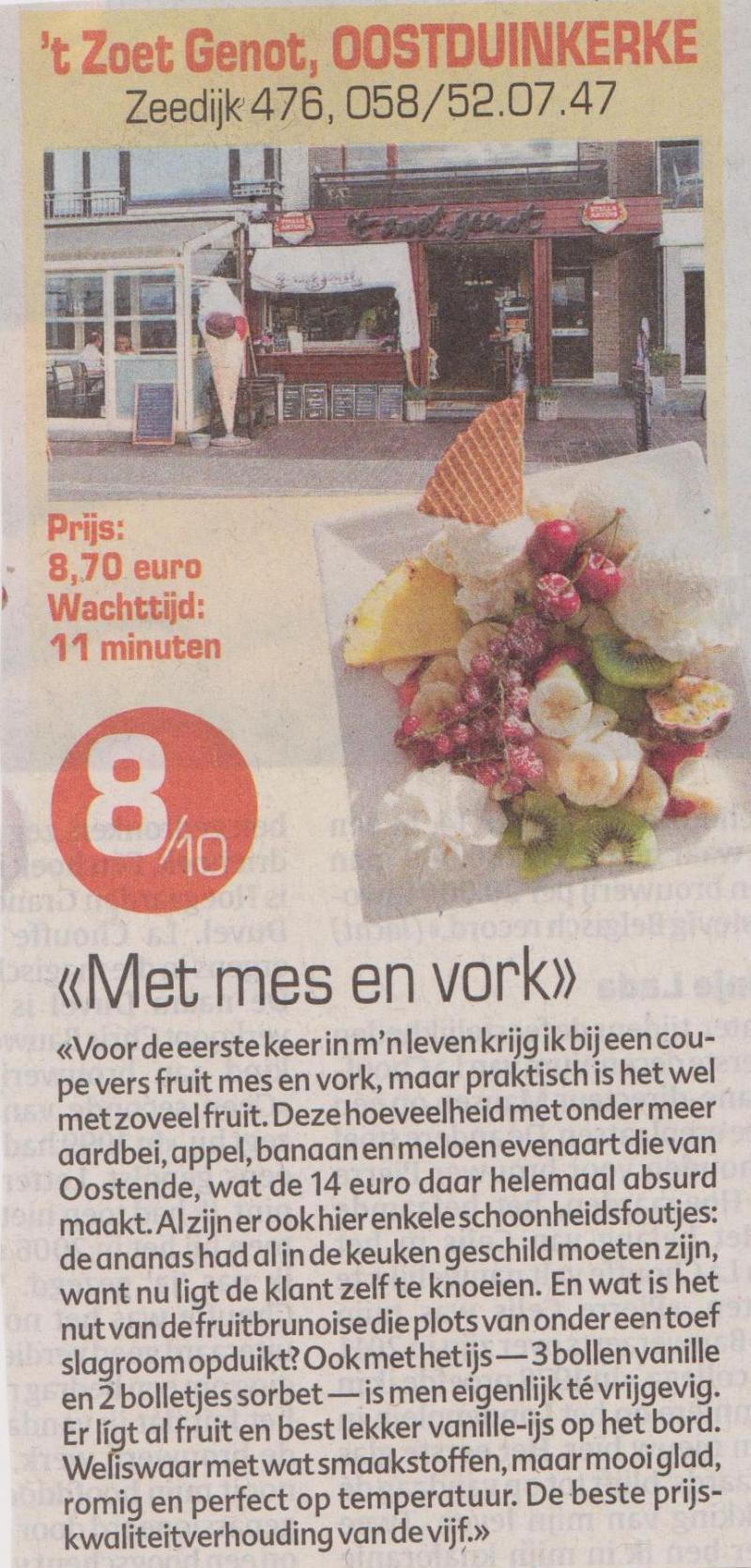 Het Laatste Nieuws 3 augustus 2012 " Met mes en vork" Bellings Luc - 8/10